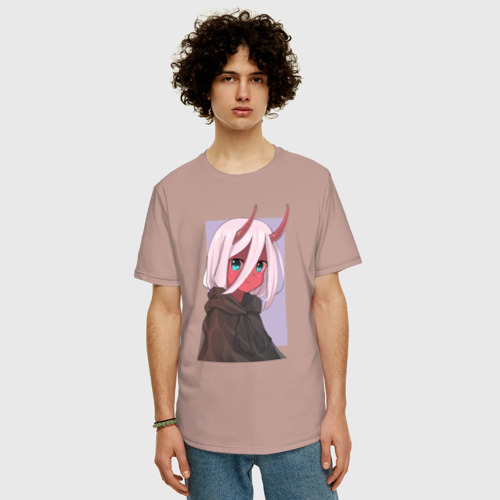 Мужская футболка хлопок Oversize Zero TwoNe1t, цвет пыльно-розовый - фото 3