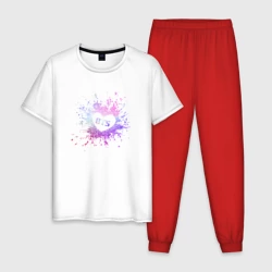 Мужская пижама с белой футболкой хлопок BTS