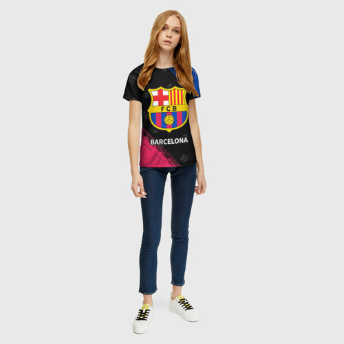 Женская футболка 3D с принтом BARCELONA / БАРСЕЛОНА, вид сбоку #3