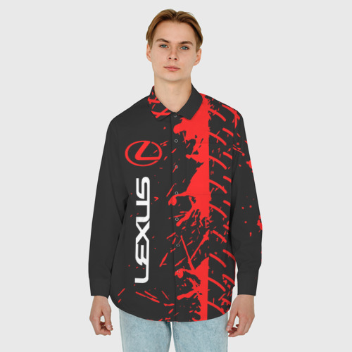 Мужская рубашка oversize 3D с принтом Lexus Лексус, фото на моделе #1