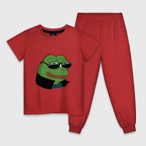 Детская пижама хлопок с принтом Pepe в очках EZ, вид спереди #2