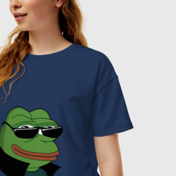 Женская футболка хлопок Oversize Pepe в очках EZ - фото 2