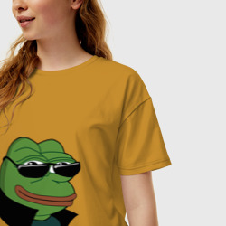 Женская футболка хлопок Oversize Pepe в очках EZ - фото 2