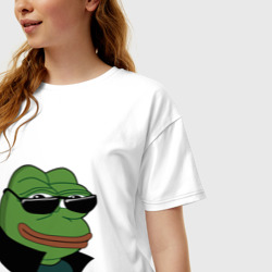 Женская футболка хлопок Oversize Pepe в очках EZ - фото 2