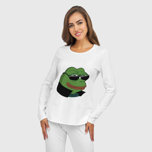 Женская пижама с лонгсливом хлопок Pepe в очках EZ, цвет белый - фото 5