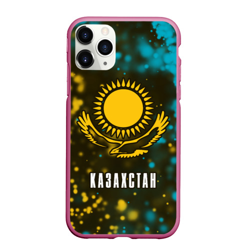 Чехол для iPhone 11 Pro Max матовый с принтом КАЗАХСТАН / KAZAKHSTAN, вид спереди #2