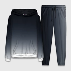 Женский костюм с толстовкой 3D Градиент от темно серого к белому