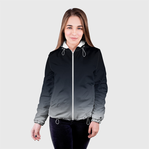 Женская куртка 3D Градиент от темно серого к белому, цвет белый - фото 3
