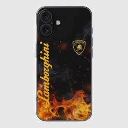 Чехол для iPhone 16 силиконовый с защитой камеры Lamborghini