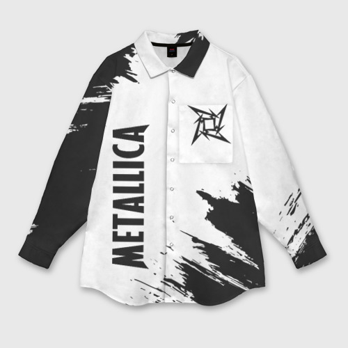 Женская рубашка oversize 3D с принтом Metallica Металлика, вид спереди #2