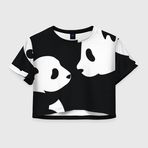 Женская футболка Crop-top 3D Panda, цвет 3D печать