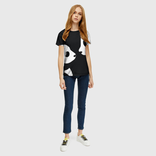 Женская футболка 3D с принтом Panda, вид сбоку #3