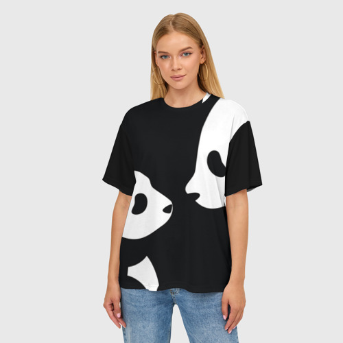 Женская футболка oversize 3D Panda, цвет 3D печать - фото 3
