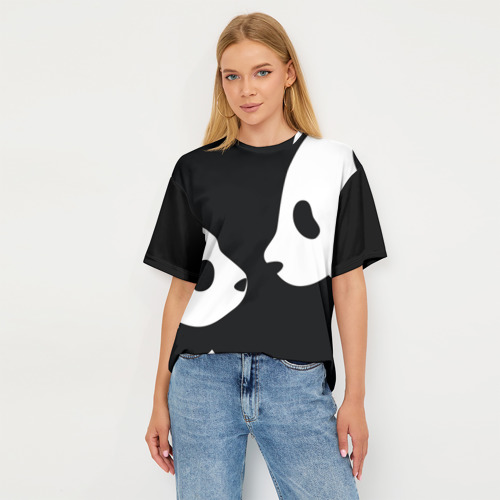 Женская футболка oversize 3D Panda, цвет 3D печать - фото 5