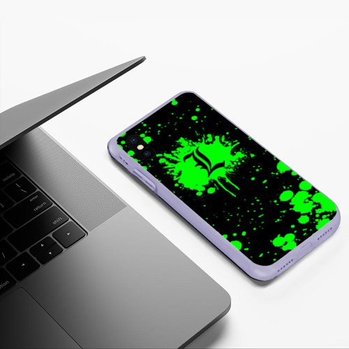 Чехол для iPhone XS Max матовый Зеленые пятна японская манга Тетрадь смерти, цвет светло-сиреневый - фото 5