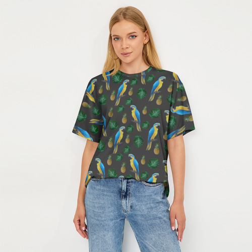Женская футболка oversize 3D Попугай Ара - фото 5