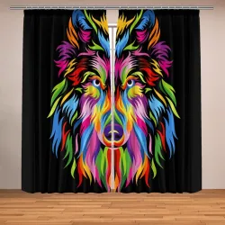 Фотошторы Neon wolf - art