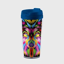 Термокружка-непроливайка Neon wolf - art