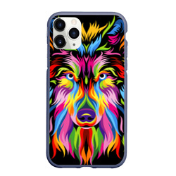 Чехол для iPhone 11 Pro матовый Neon wolf - art