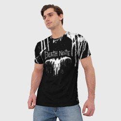 Мужская футболка 3D Рюк черно-белый, подтеки краски - фото 2