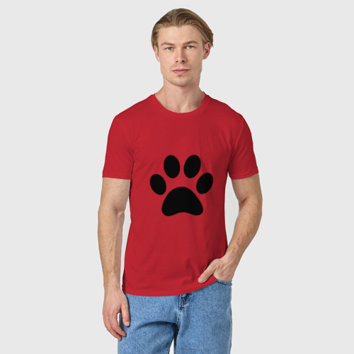 Мужская футболка хлопок Лапа, цвет красный - фото 3