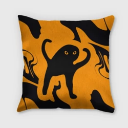 Подушка 3D Кот - мем ъуъ на оранжевом