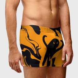 Мужские трусы 3D Кот - мем ъуъ на оранжевом - фото 2