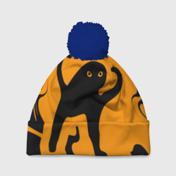 Шапка 3D c помпоном Кот - мем ъуъ на оранжевом