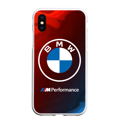 Чехол для iPhone XS Max матовый BMW / БМВ, цвет белый