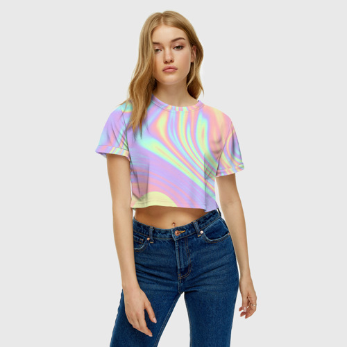 Женская футболка Crop-top 3D Vaporwave, цвет 3D печать - фото 3