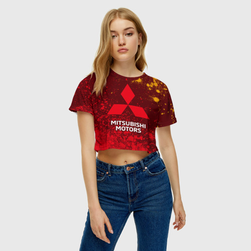 Женская футболка Crop-top 3D Mitsubishi Митсубиси, цвет 3D печать - фото 3