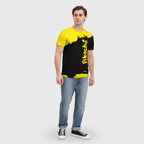 Мужская футболка 3D с принтом Pikachu, вид сбоку #3