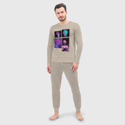 Мужская пижама с лонгсливом хлопок Vaporwave art 78 - фото 2