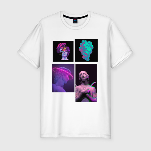 Мужская приталенная футболка из хлопка с принтом Vaporwave art 78, вид спереди №1