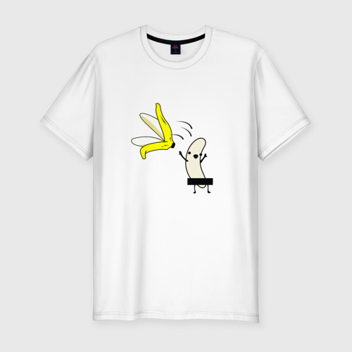 Мужская приталенная футболка из хлопка с принтом Зрелый Банан, вид спереди №1