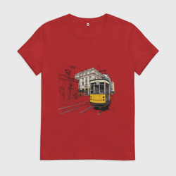 Женская футболка хлопок Белый и желтый поезд