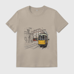 Мужская футболка хлопок Белый и желтый поезд