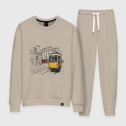 Женский костюм хлопок Белый и желтый поезд