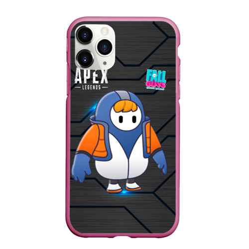 Чехол для iPhone 11 Pro Max матовый Fall guys apex  legends, цвет малиновый