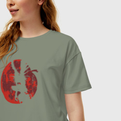 Женская футболка хлопок Oversize Ночной полет Шинигами - фото 2