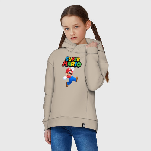 Детское худи Oversize хлопок Super Mario, цвет миндальный - фото 3