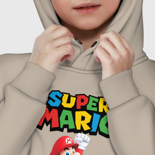 Детское худи Oversize хлопок Super Mario, цвет миндальный - фото 7