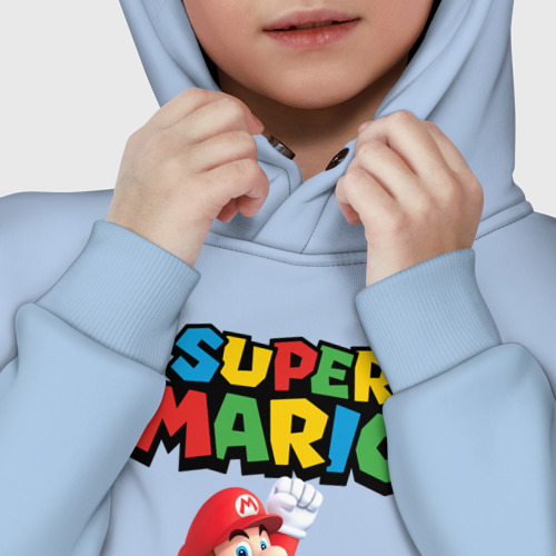 Детское худи Oversize хлопок Super Mario, цвет мягкое небо - фото 7