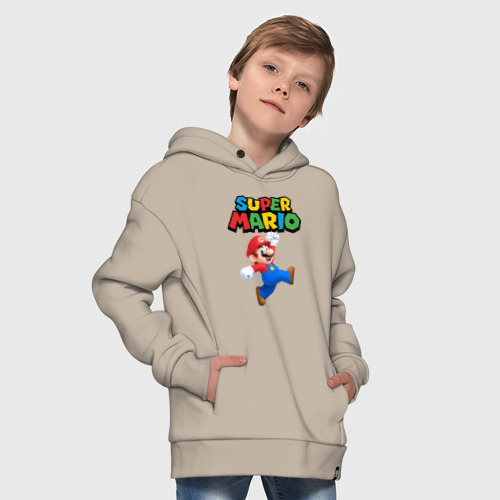 Детское худи Oversize хлопок Super Mario, цвет миндальный - фото 9