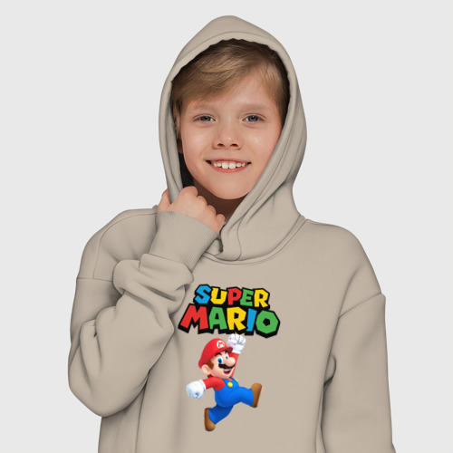 Детское худи Oversize хлопок Super Mario, цвет миндальный - фото 12