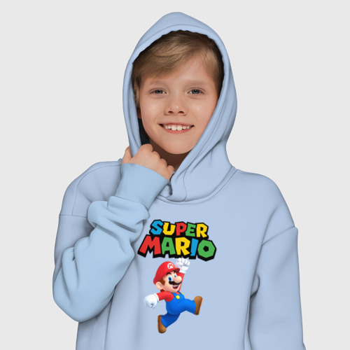 Детское худи Oversize хлопок Super Mario, цвет мягкое небо - фото 12