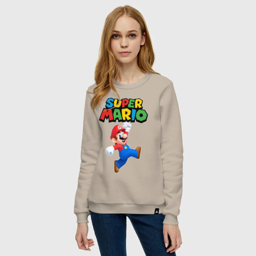 Женский свитшот хлопок Super Mario, цвет миндальный - фото 3