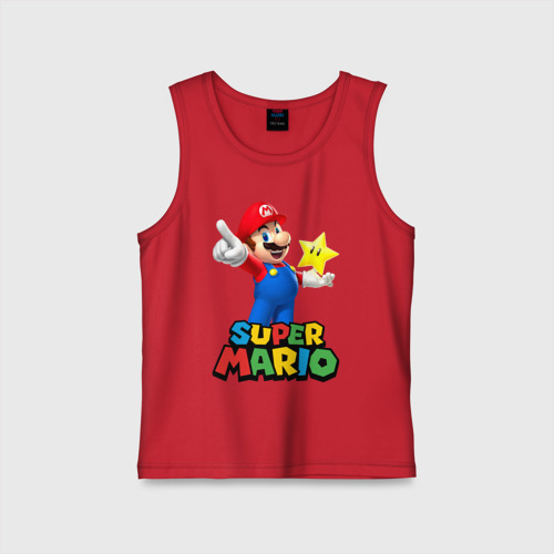 Детская майка хлопок Super Mario, цвет красный