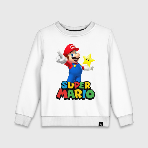 Детский свитшот хлопок Super Mario, цвет белый
