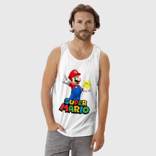 Мужская майка хлопок Super Mario, цвет белый - фото 3